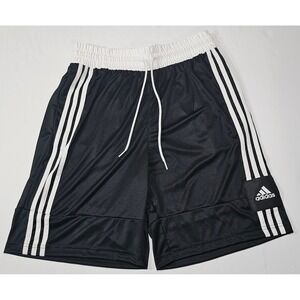 Adidas Basketball Club Shorts Mens Large Black White Aeroready Striped Athletic